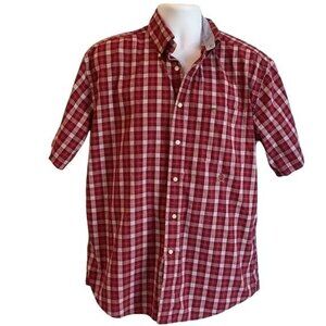 Tommy Hilfiger Short Sleeve Red White Button Down Shirt Mens Large
